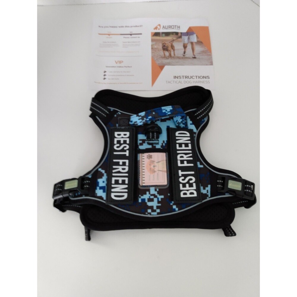 Auroth Tactical Dog Training Harness No Pulling Front Clip Leash Reflective